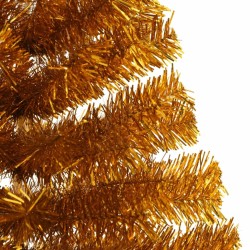 Demi sapin de Noël artificiel avec support doré 120 cm PET 