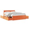 Cadre de lit sans matelas cire marron 135x190cm bois pin massif 