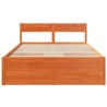 Cadre de lit sans matelas cire marron 135x190cm bois pin massif 