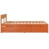 Cadre de lit sans matelas cire marron 135x190cm bois pin massif 