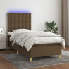 Sommier à lattes de lit matelas et LED Marron foncé 100x200 cm 
