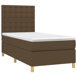 Sommier à lattes de lit matelas et LED Marron foncé 100x200 cm 