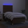 Sommier à lattes de lit matelas et LED Marron foncé 100x200 cm 
