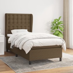 Sommier à lattes de lit avec matelas Marron foncé 100x200 cm 