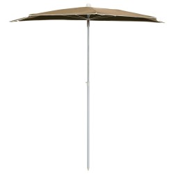 Demi-parasol de jardin avec mât 180x90 cm taupe 