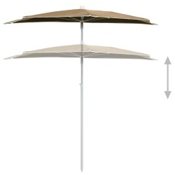 Demi-parasol de jardin avec mât 180x90 cm taupe 