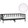 Lit de repos avec matelas 90x200 cm Noir Bois de pin massif 