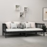 Lit de repos avec matelas 90x200 cm Noir Bois de pin massif 