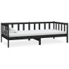 Lit de repos avec matelas 90x200 cm Noir Bois de pin massif 
