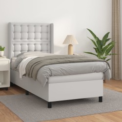 Sommier à lattes de lit avec matelas Blanc 90x200 cm Similicuir 