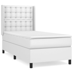 Sommier à lattes de lit avec matelas Blanc 90x200 cm Similicuir 