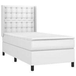 Sommier à lattes de lit avec matelas Blanc 90x200 cm Similicuir 