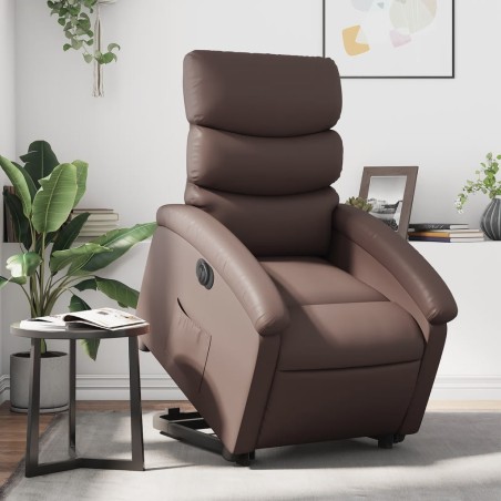 Fauteuil inclinable électrique marron similicuir 