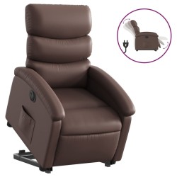 Fauteuil inclinable électrique marron similicuir 