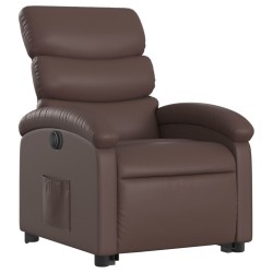 Fauteuil inclinable électrique marron similicuir 