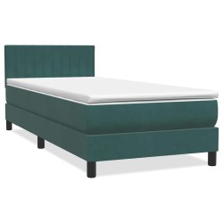 Sommier à lattes de lit et matelas vert foncé 90x210 cm velours 