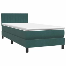 Sommier à lattes de lit et matelas vert foncé 90x210 cm velours 