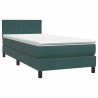 Sommier à lattes de lit et matelas vert foncé 90x210 cm velours 