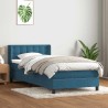 Sommier à lattes de lit et matelas bleu foncé 90x220 cm velours 
