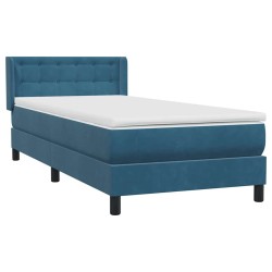 Sommier à lattes de lit et matelas bleu foncé 90x220 cm velours 