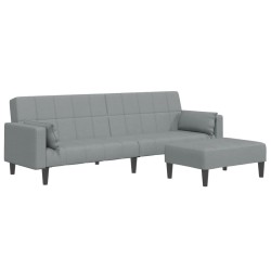 Canapé-lit à 2 places avec repose-pied gris clair tissu 