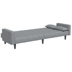 Canapé-lit à 2 places avec repose-pied gris clair tissu 