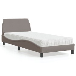 Lit avec matelas taupe 90x200 cm tissu 