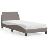Lit avec matelas taupe 90x200 cm tissu 