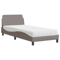Lit avec matelas taupe 90x200 cm tissu 