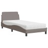Lit avec matelas taupe 90x200 cm tissu 