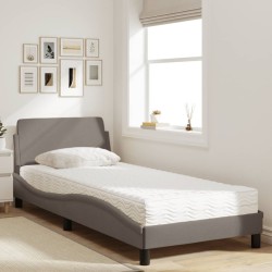Lit avec matelas taupe 90x200 cm tissu 
