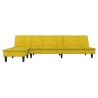 Canapé-lit en forme de L jaune 255x140x70 cm velours 