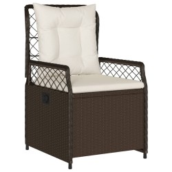 Ensemble à manger de jardin 3 pcs et coussins marron poly rotin 