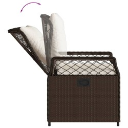 Ensemble à manger de jardin 3 pcs et coussins marron poly rotin 