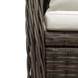 Ensemble à manger de jardin 3 pcs et coussins marron poly rotin 