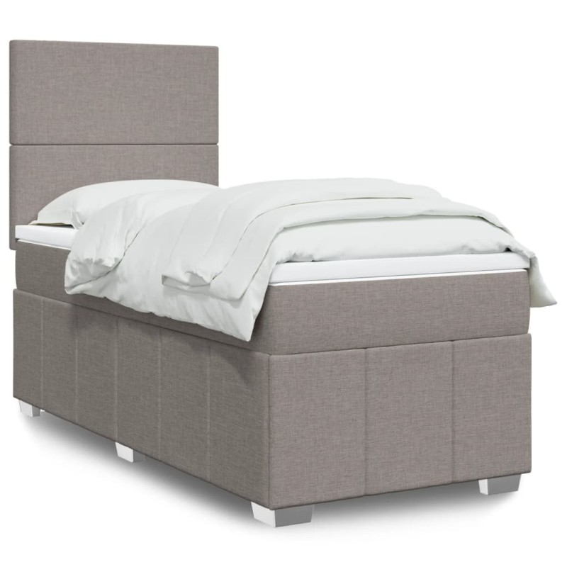 Sommier à lattes de lit avec matelas Taupe 90x200 cm Tissu 