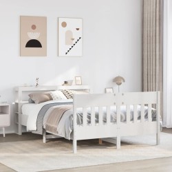 Cadre de lit sans matelas blanc 135x190 cm bois de pin massif 