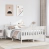 Cadre de lit sans matelas blanc 135x190 cm bois de pin massif 