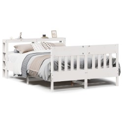 Cadre de lit sans matelas blanc 135x190 cm bois de pin massif 