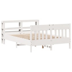 Cadre de lit sans matelas blanc 135x190 cm bois de pin massif 