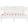 Cadre de lit sans matelas blanc 135x190 cm bois de pin massif 
