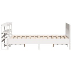 Cadre de lit sans matelas blanc 135x190 cm bois de pin massif 