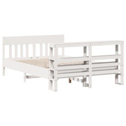 Cadre de lit sans matelas blanc 135x190 cm bois de pin massif 