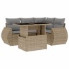Salon de jardin avec coussins 5 pcs beige résine tressée 
