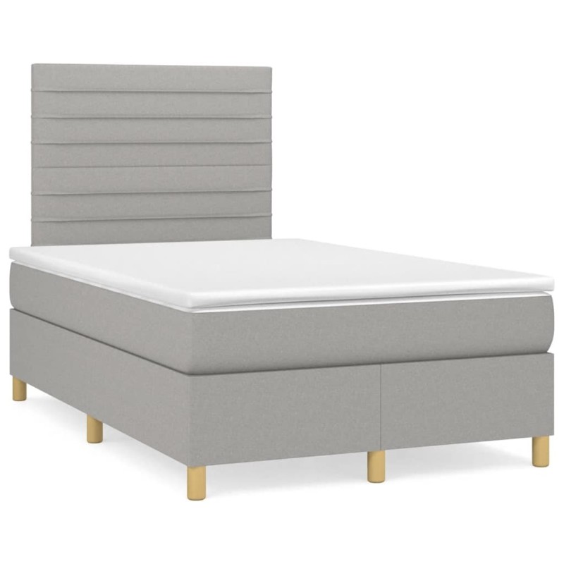 Sommier à lattes de lit et matelas gris clair 120x190 cm tissu 