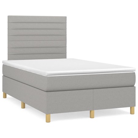 Sommier à lattes de lit et matelas gris clair 120x190 cm tissu 