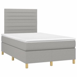 Sommier à lattes de lit et matelas gris clair 120x190 cm tissu 