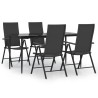 Ensemble à manger de jardin 5 pcs Noir Résine tressée 