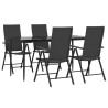 Ensemble à manger de jardin 5 pcs Noir Résine tressée 