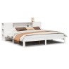 Lit bibliothèque sans matelas blanc 200x200 cm bois pin massif 